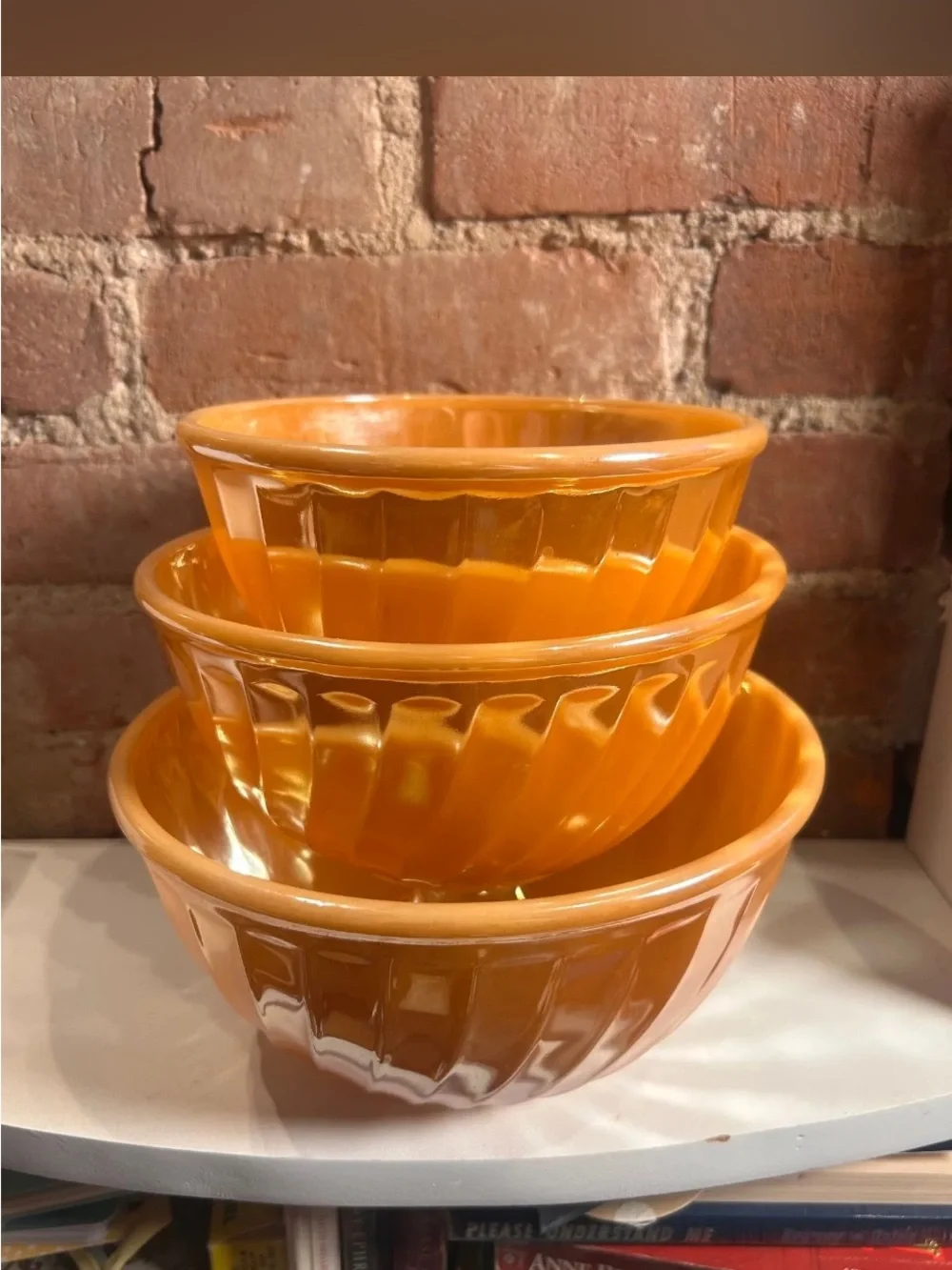 Anchor Hocking Retro Orange Glass Mixing Bowl Set of 3